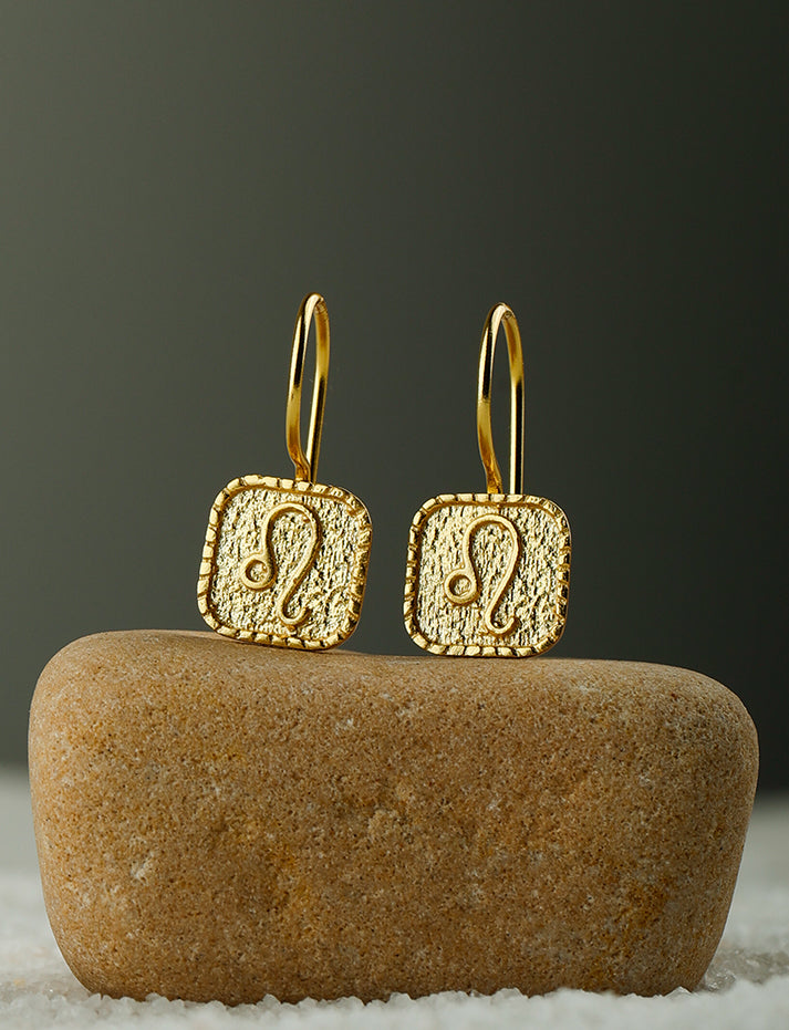 Gold Plated Leo Earrings
