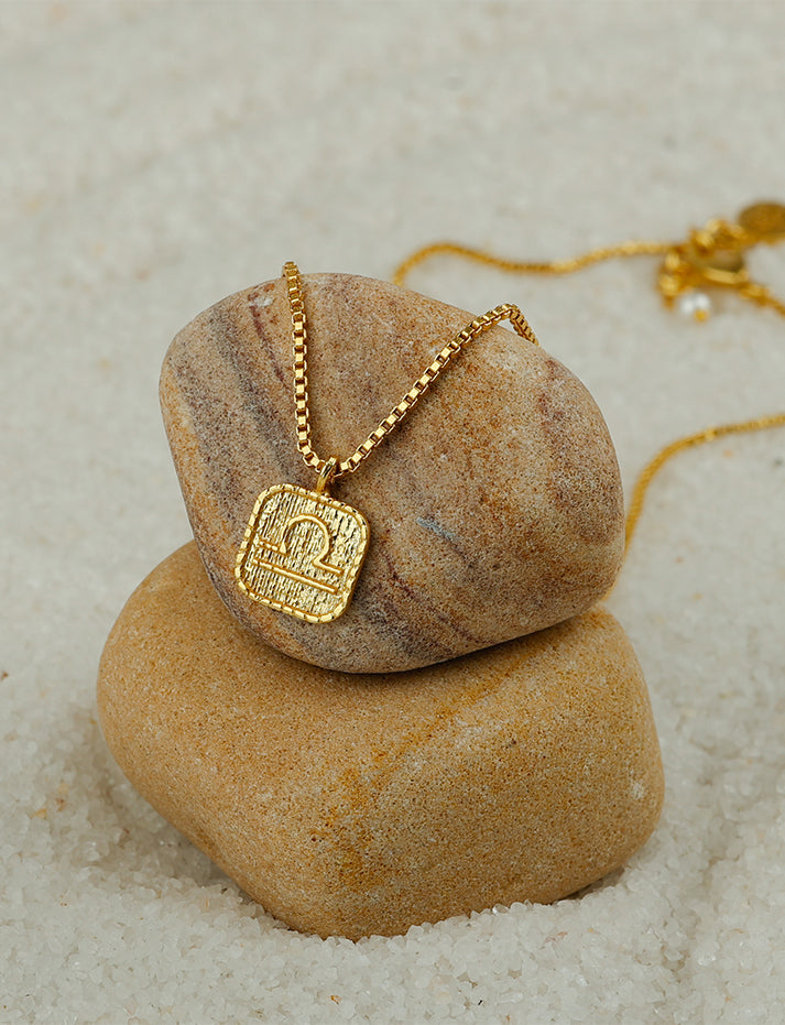 Gold Plated Libra Pendant & Box Chain