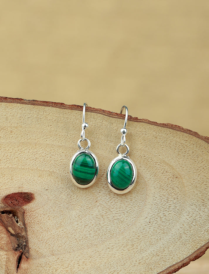 92.5 Silver Malachite Drop Loops
