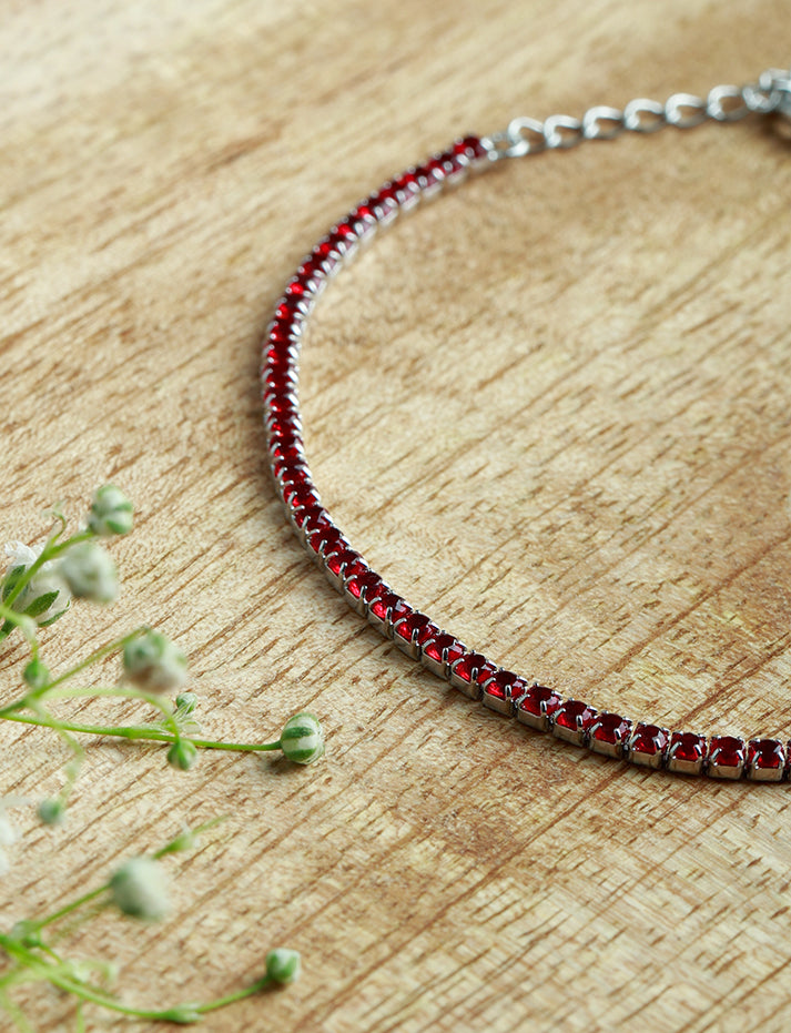 92.5 Silver Red Zirconia Tennis Bracelet