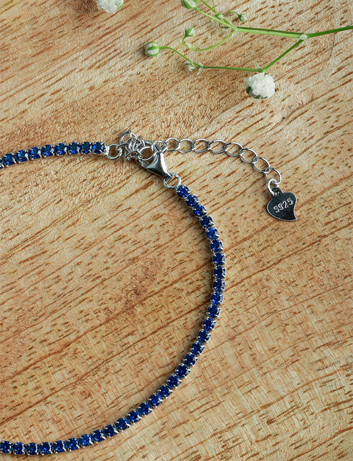 92.5 Silver Blue Zirconia Tennis Bracelet