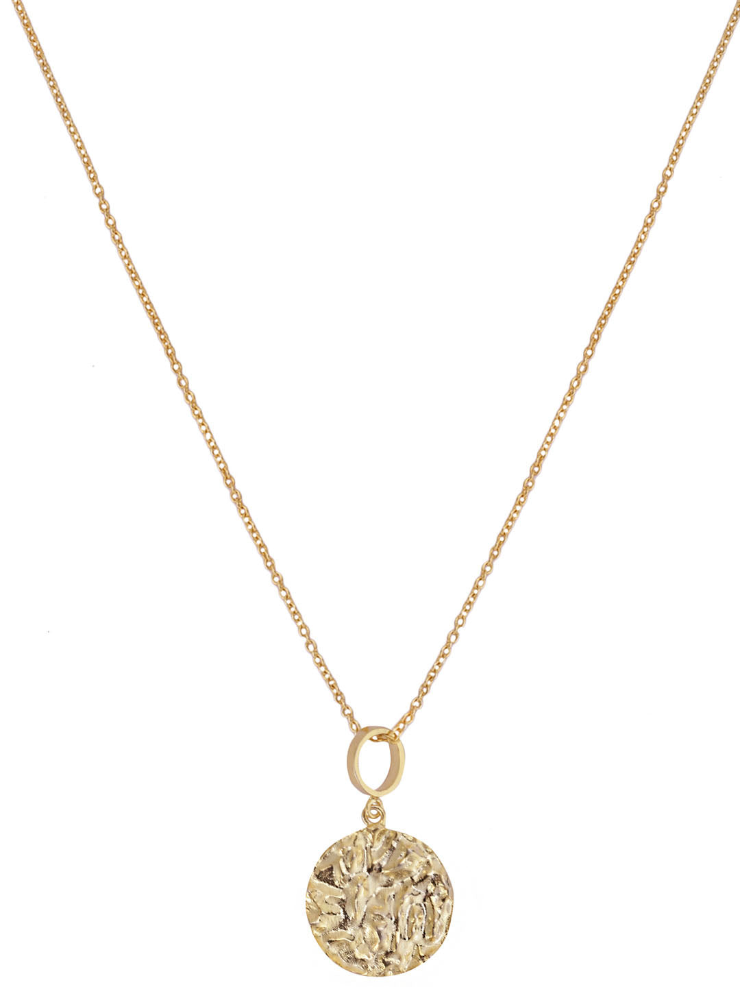 Gold Plated Textured Circular Necklace, Neckpiece - Shopberserk