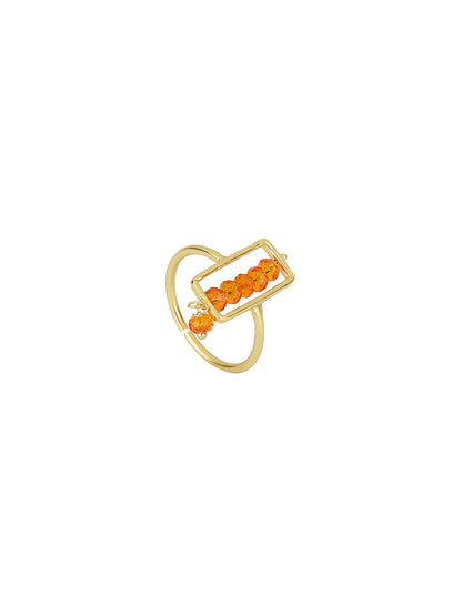 Citrine Rectangular Drop Ring