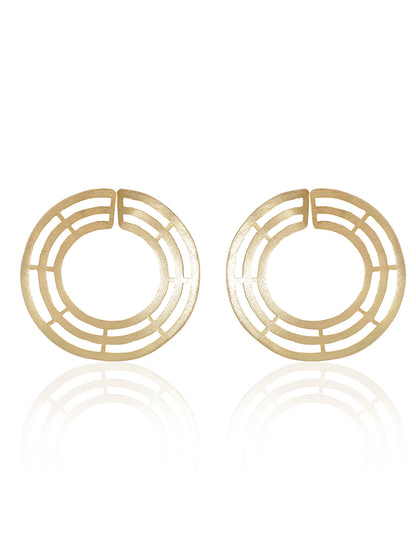 Gold Plated Geometric Disc Studs