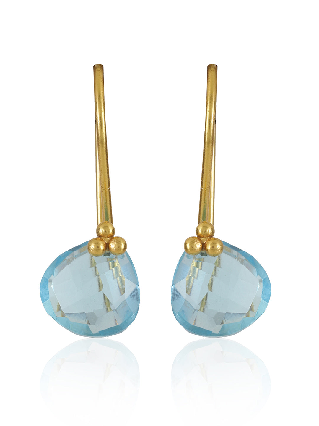 Gold Plated Blue Topaz Drop Loops