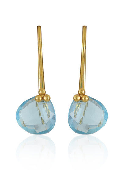 Gold Plated Blue Topaz Drop Loops