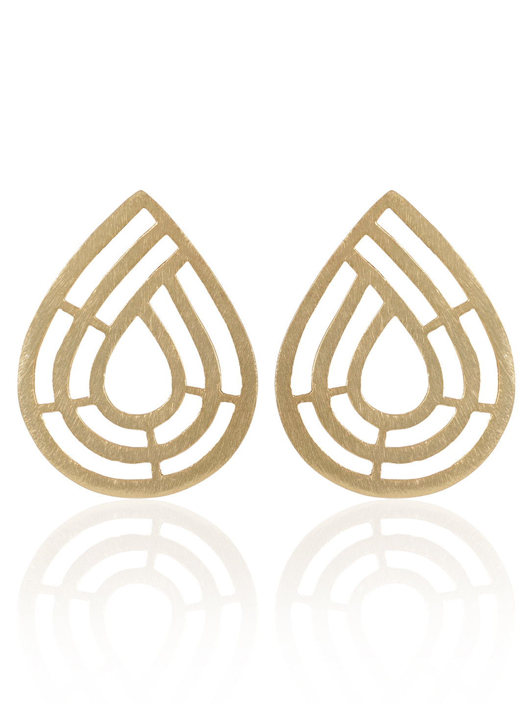 Gold Plated Geometric Teardrop Studs