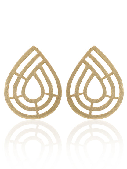 Gold Plated Geometric Teardrop Studs