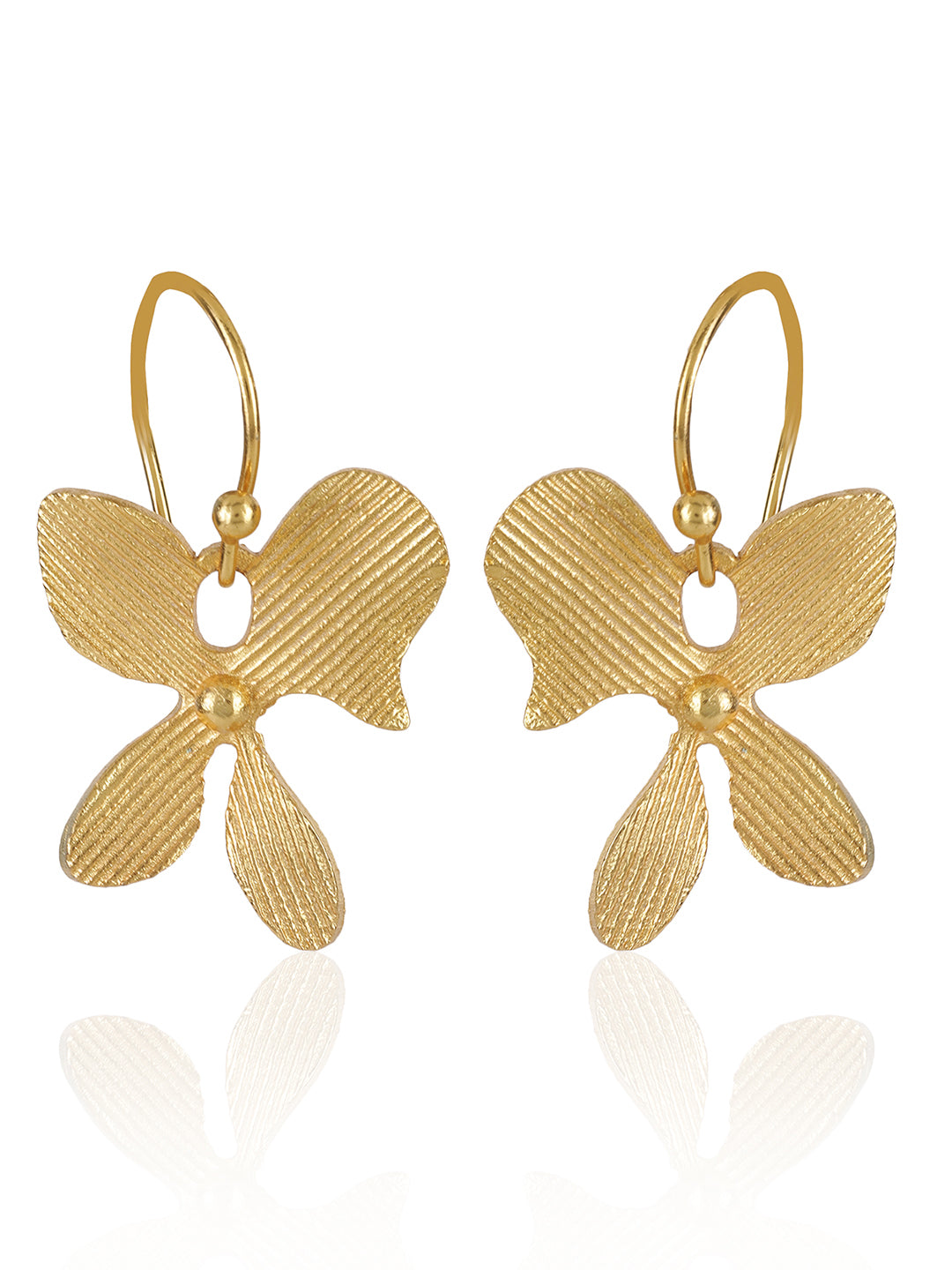 Gold Plated Asymmetric Floral Loops