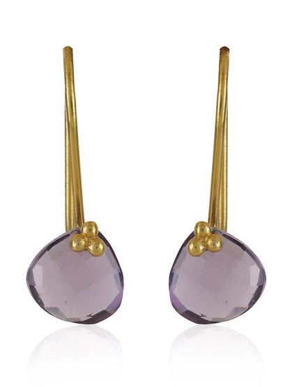 Gold Plated Amethyst Drop Loops