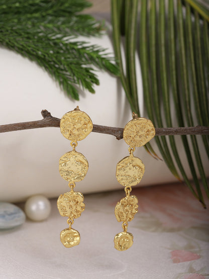 Gold Plated Disc Drop Danglers