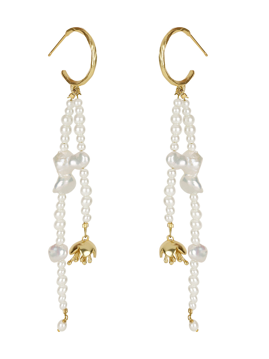 Double String Pearl Floret Drop Danglers