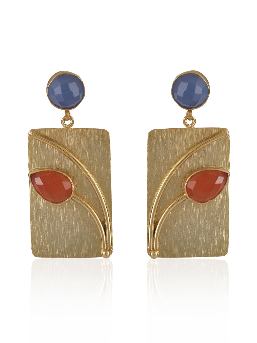 Gold Plated Multistone Block Danglers