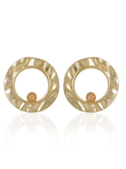 Gold Plated Carnelian Ring Studs