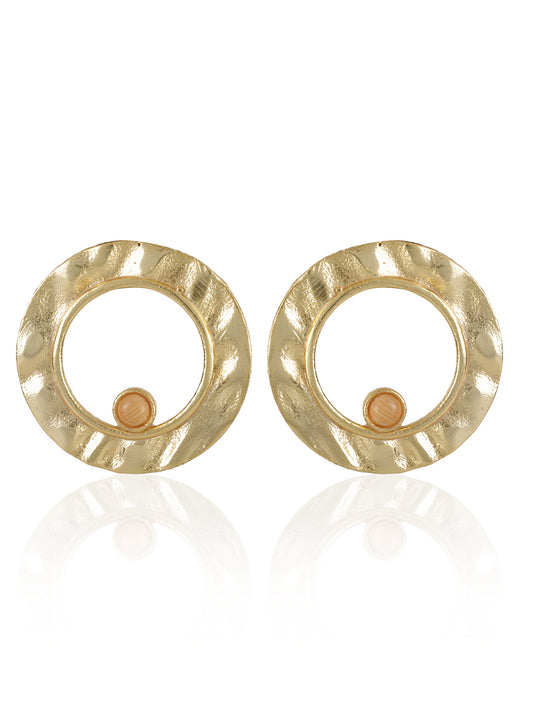 Gold Plated Carnelian Ring Studs