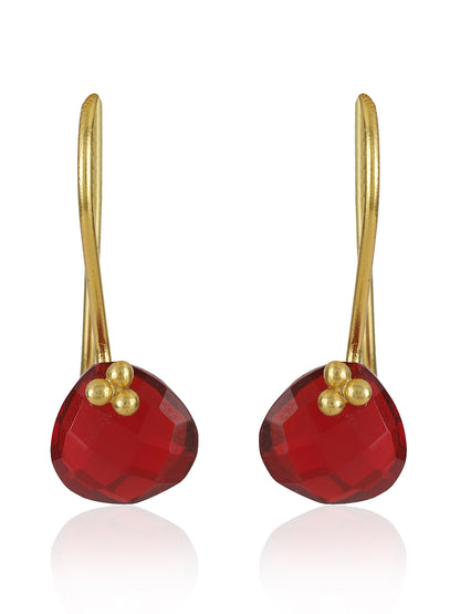 Gold Plated Garnet Drop Loops