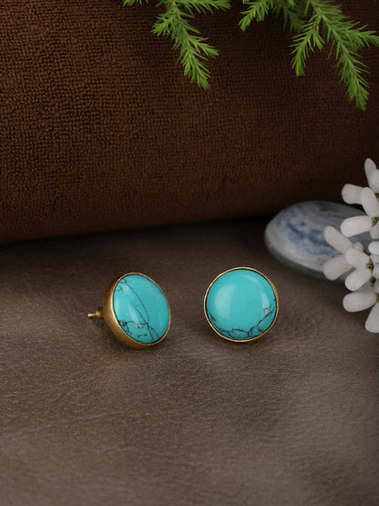 Gold Plated Turquoise Disc Studs