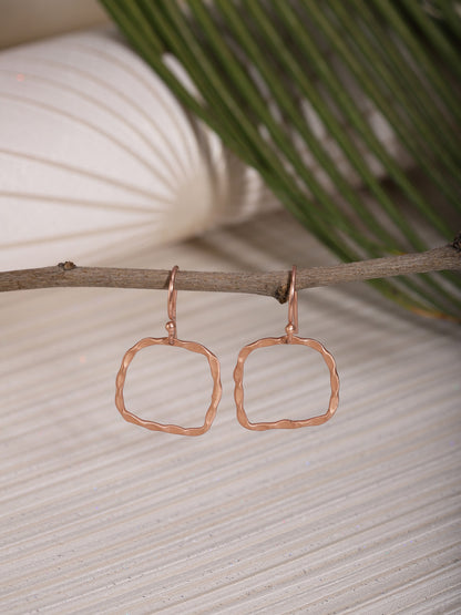 Rose Gold Plated Minimal Square Loops