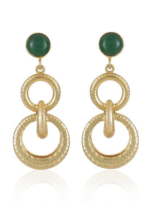 Gold Plated Jade Double Loop Danglers