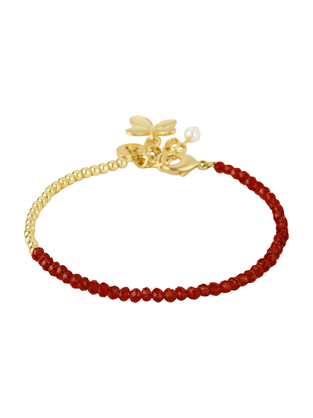 Floral Charm Garnet Bracelet