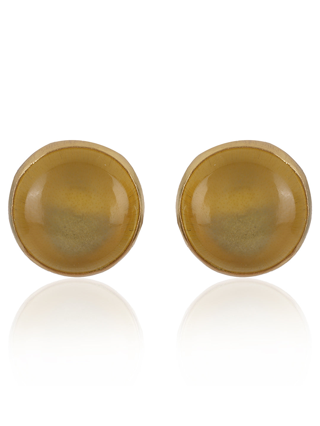 Gold Plated Yellow Onyx Disc Studs