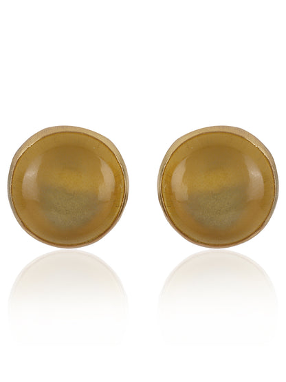 Gold Plated Yellow Onyx Disc Studs