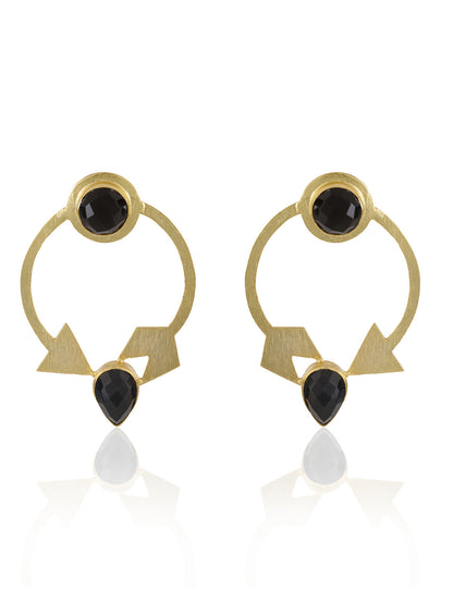 Gold Plated Onyx Earrings