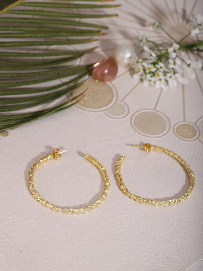 Gold Plated Textured Big Hoops