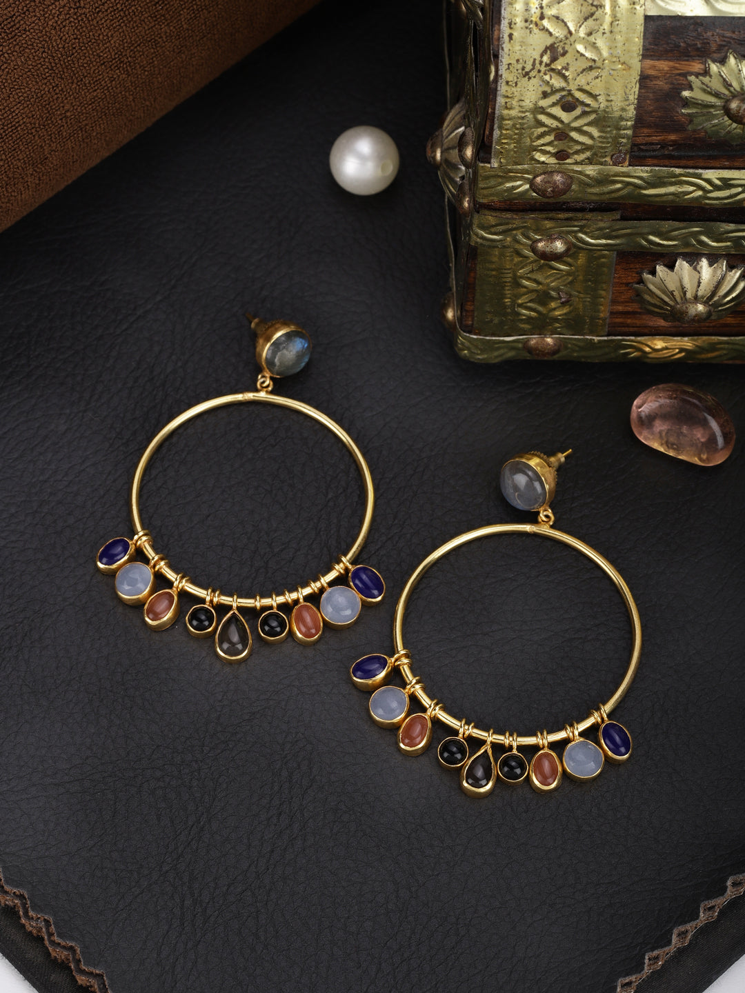 Gold Plated Multistone Hoops