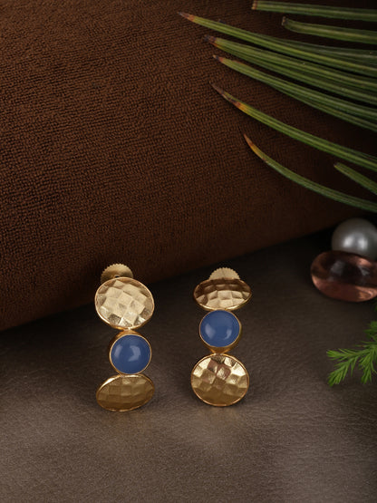 Gold Plated Lapis Half Hoops