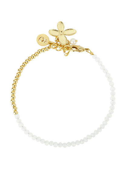 Floral Charm Moonstone Bracelet