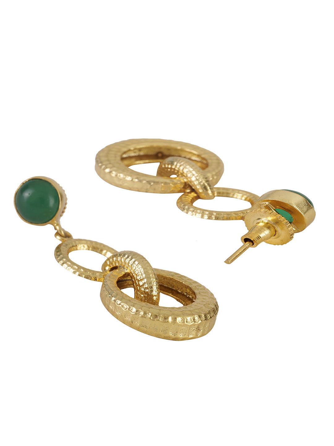 Gold Plated Jade Double Loop Danglers