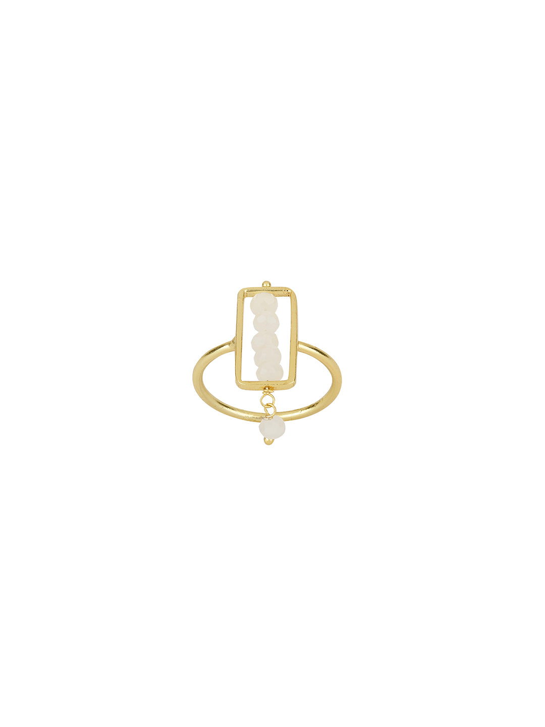 Moonstone Rectangular Drop Ring