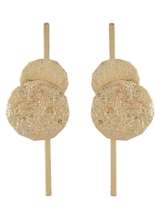 Gold Plated Double Disc Long Studs