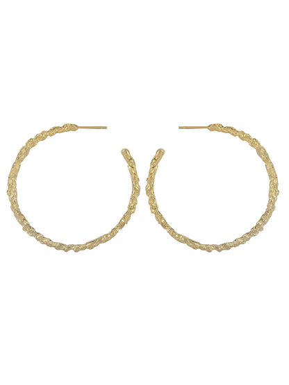 Gold Plated Textured Big Hoops