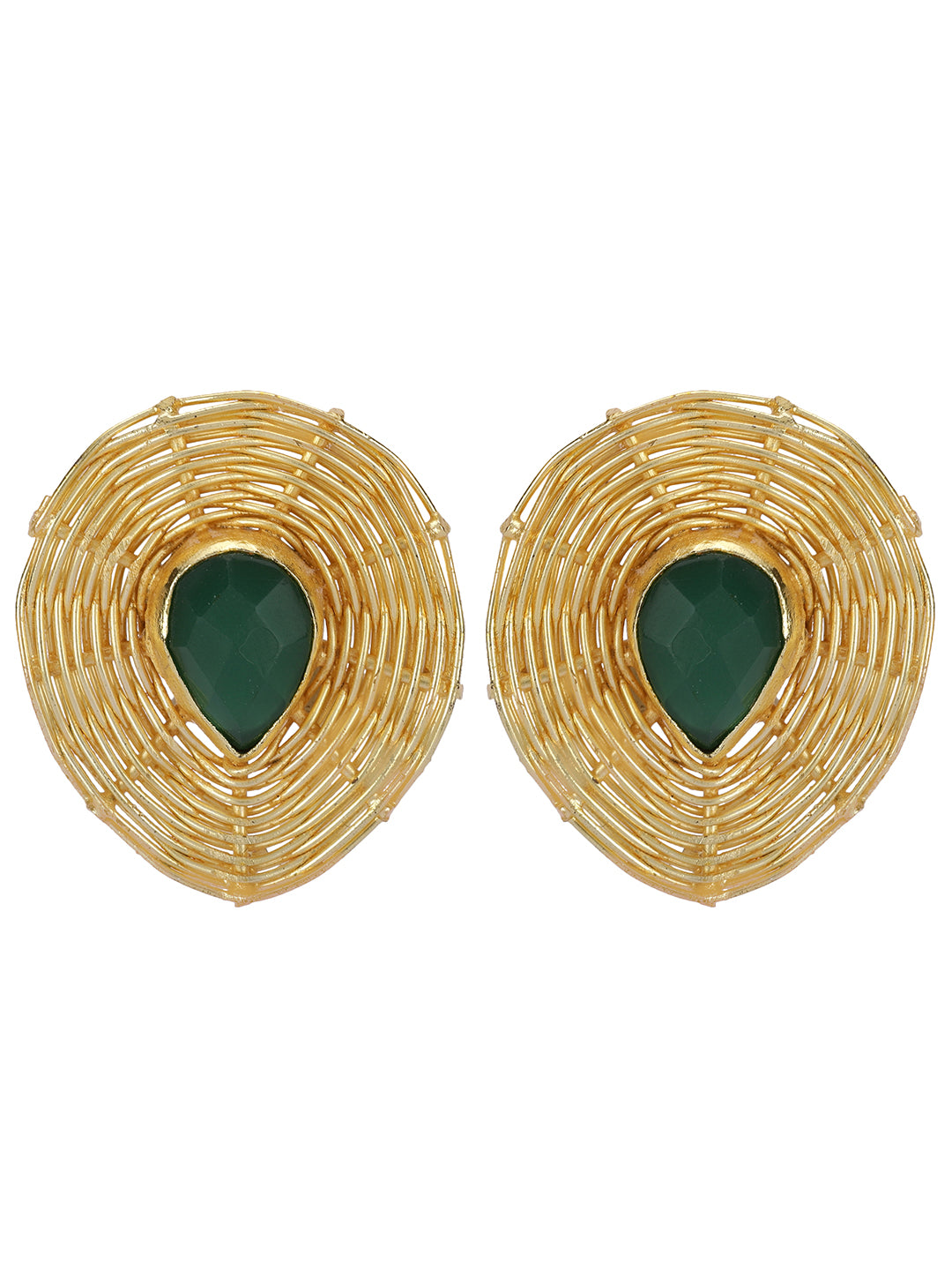 Gold Plated Jade Teardrop Studs