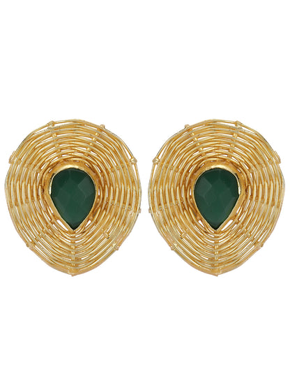 Gold Plated Jade Teardrop Studs