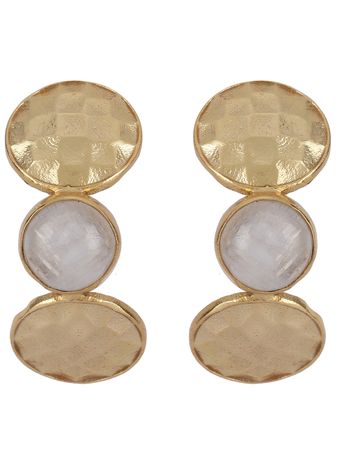 Gold Plated Moonstone Half Hoops