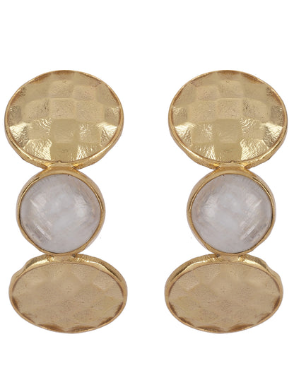 Gold Plated Moonstone Half Hoops