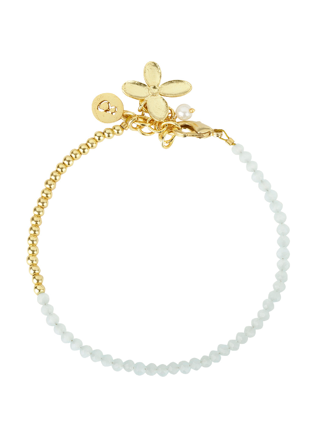 Floral Charm Aquamarine Bracelet