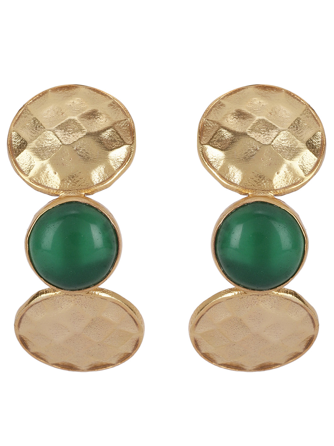 Gold Plated Jade Half Hoops