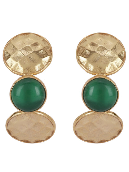 Gold Plated Jade Half Hoops