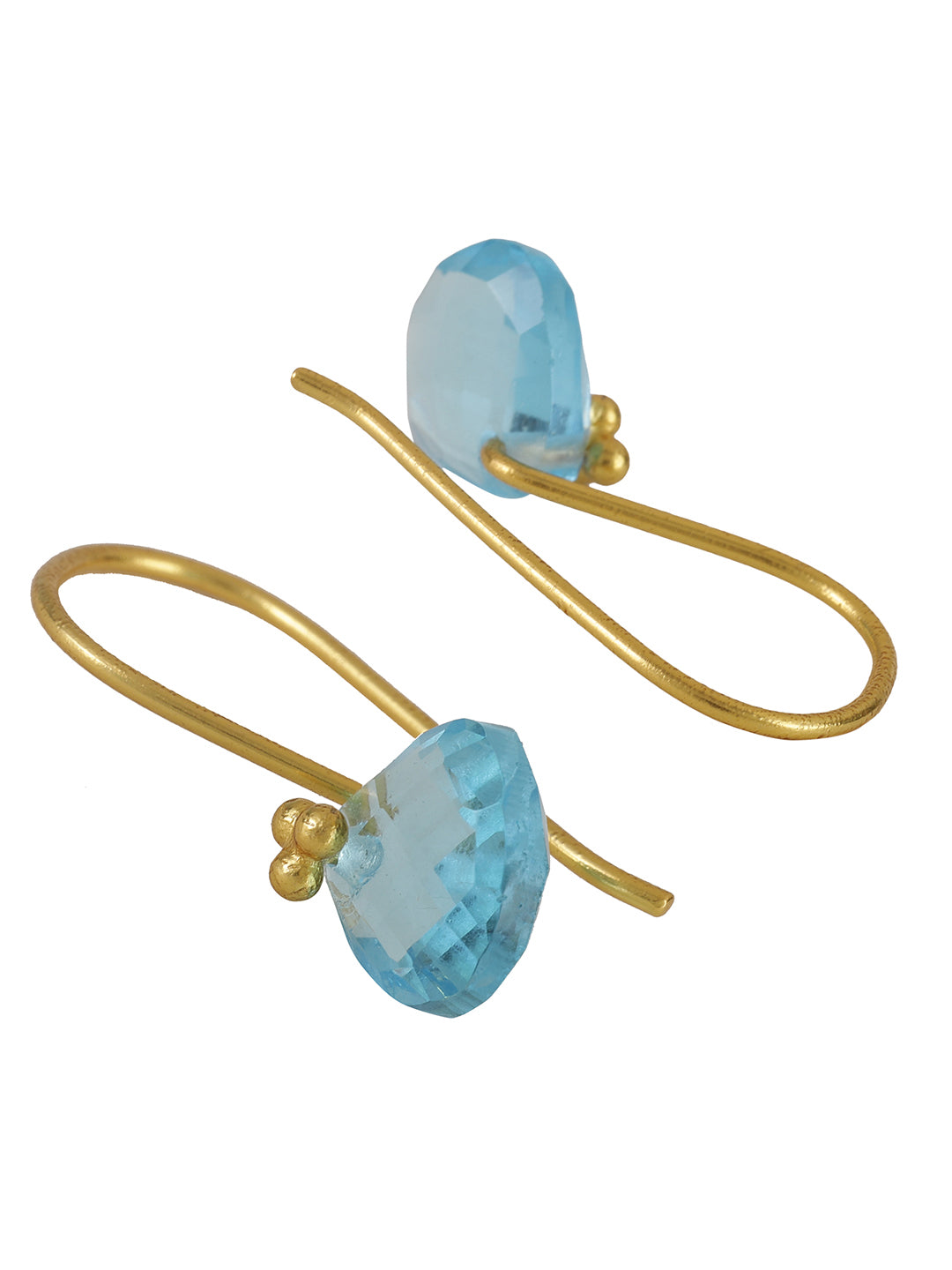 Gold Plated Blue Topaz Drop Loops