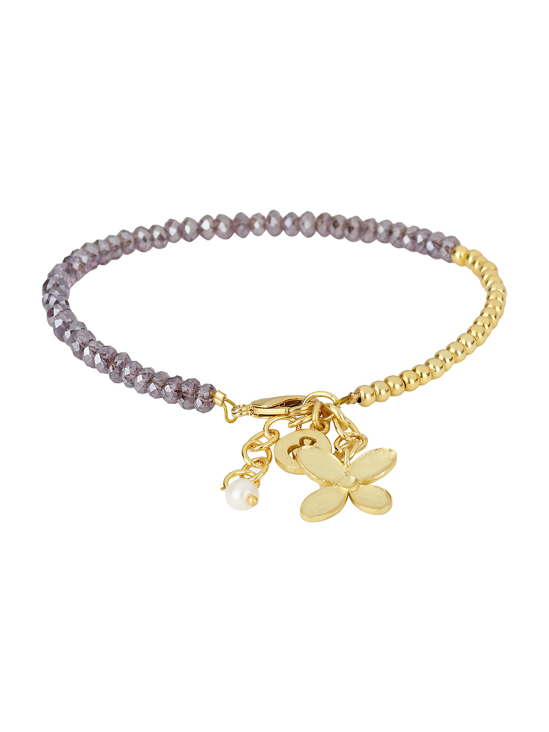 Floral Charm Amethyst Bracelet