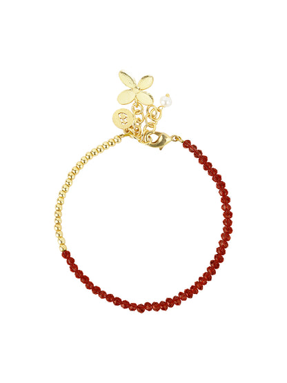 Floral Charm Garnet Bracelet