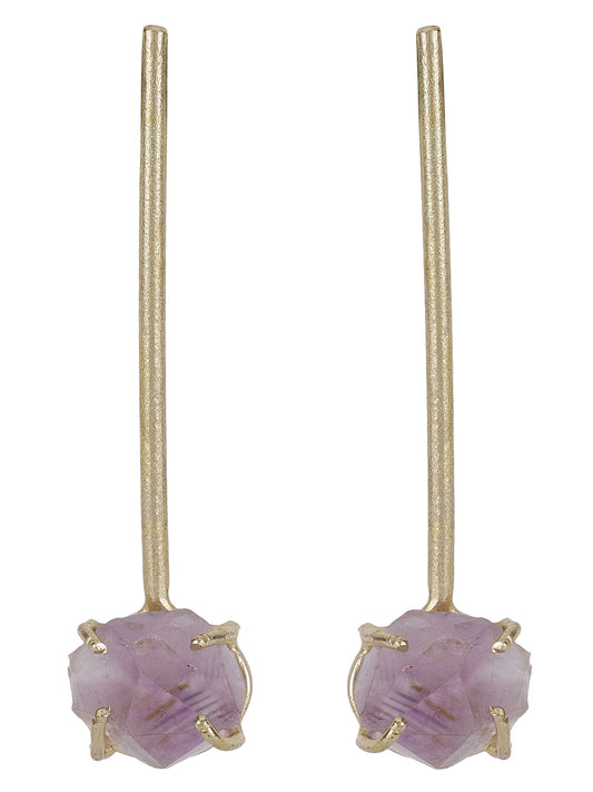 Gold Plated Amethyst Stick Studs