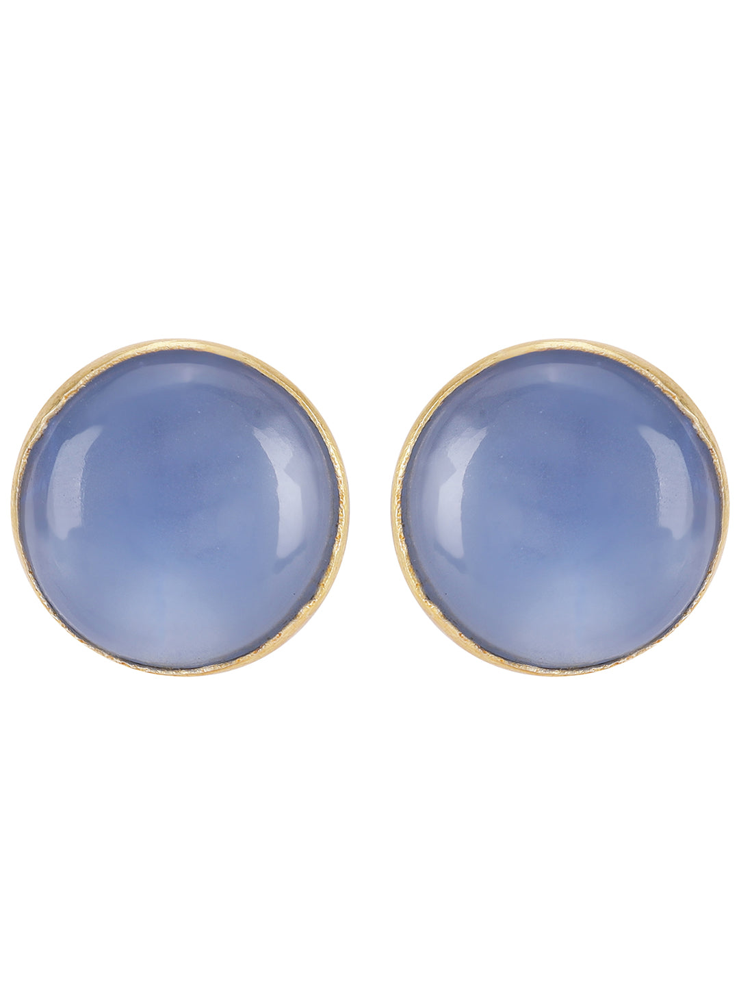 Gold Plated Blue Chalcedony Disc Studs