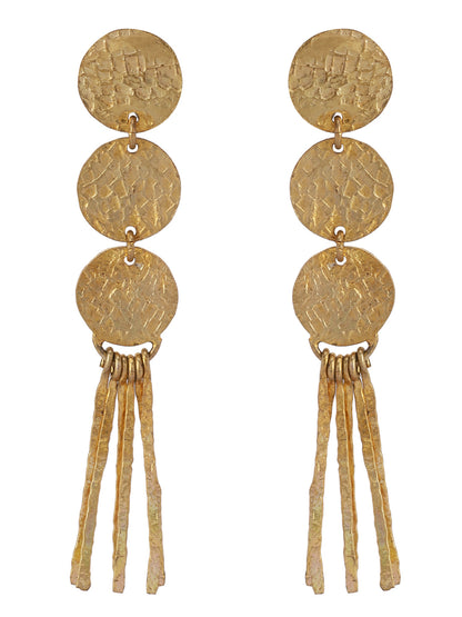 Gold Plated Disc Tassel Earrings