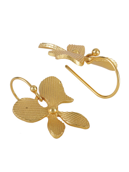 Gold Plated Asymmetric Floral Loops