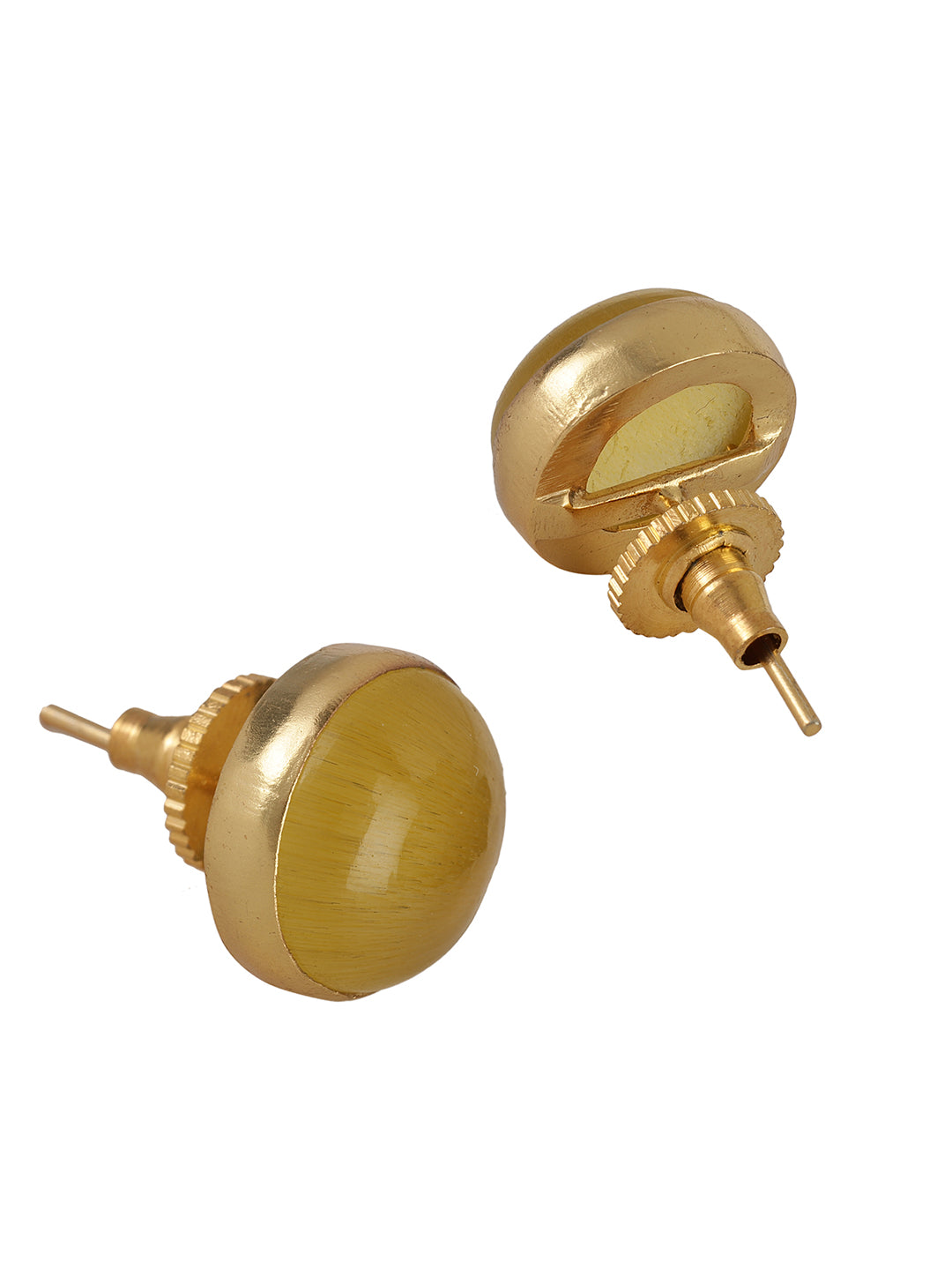 Gold Plated Yellow Onyx Disc Studs